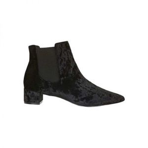 Topshop Black Velvet Pointed Booties